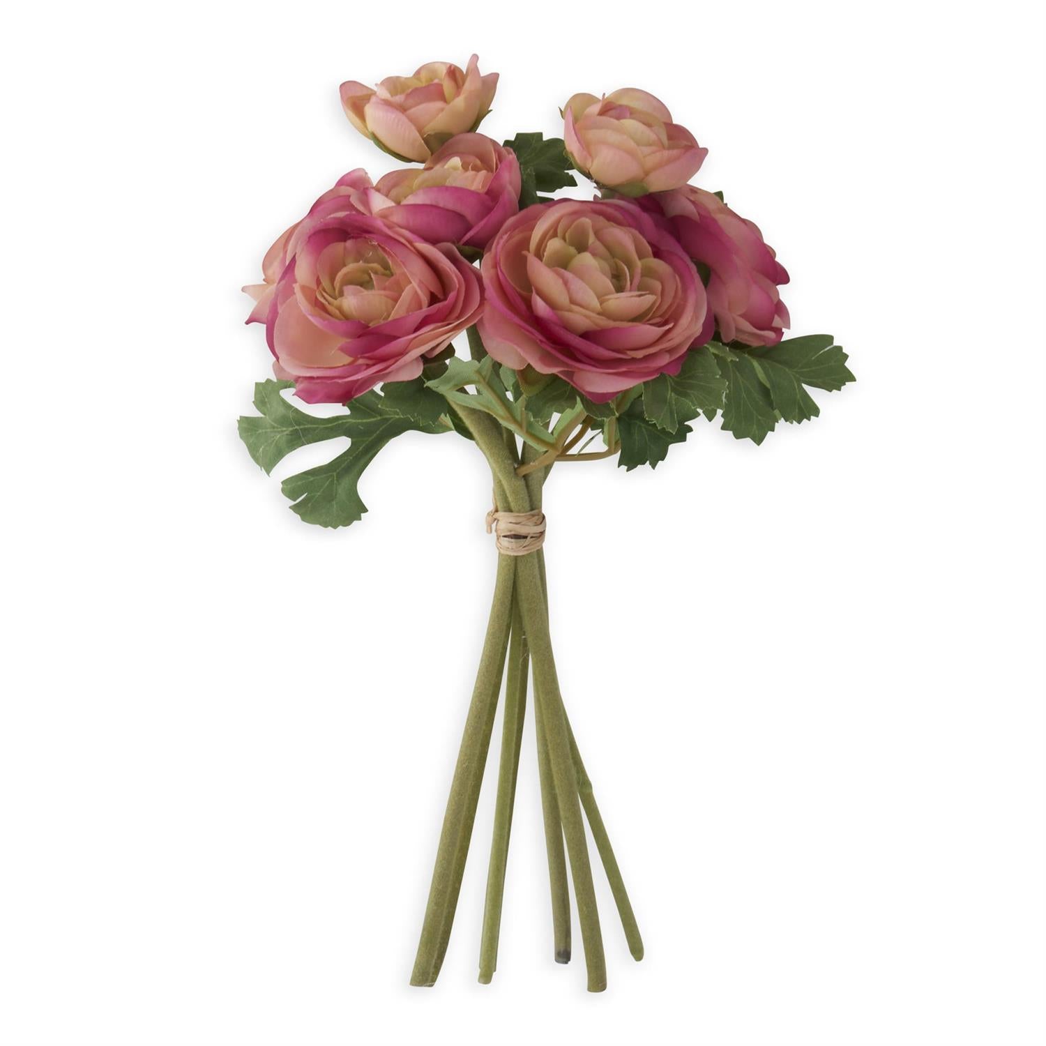 10" Pink Ranunculus Bundle w/Flocked Stems