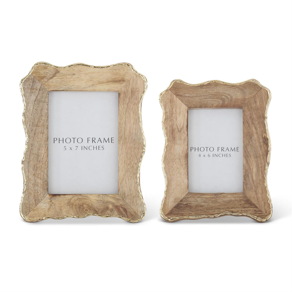 Scalloped Edge Mango Wood Photo Frames w/ Gold Edge