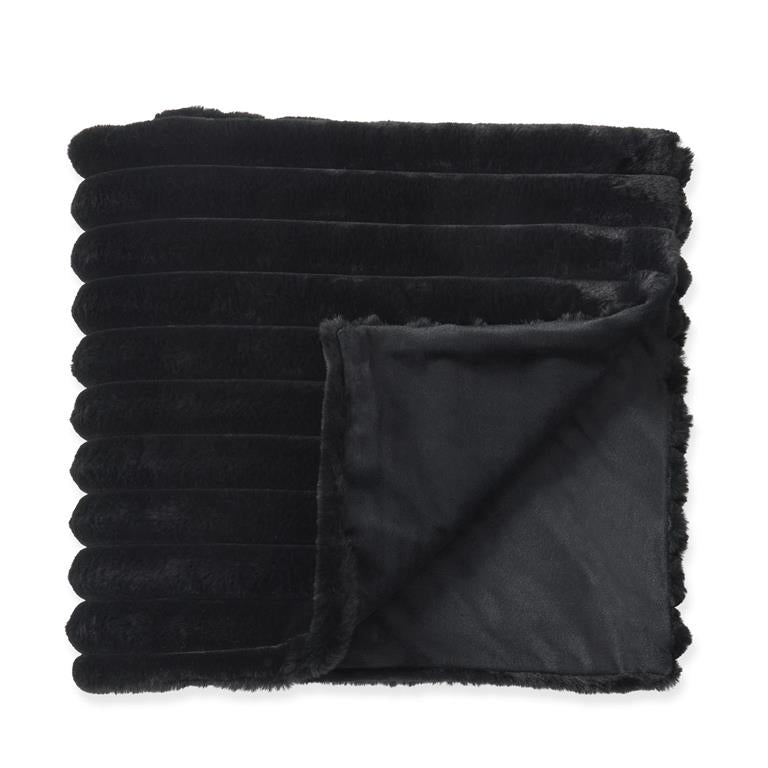 60 Inch Black Faux Fur Throw Blanket