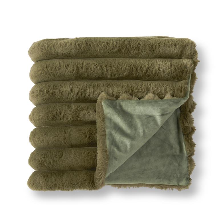 60 Inch Dark Green Vegan Fur Throw Blanket