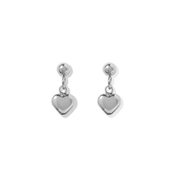 Millie Heart Screwback Stud Earrings (Silver)