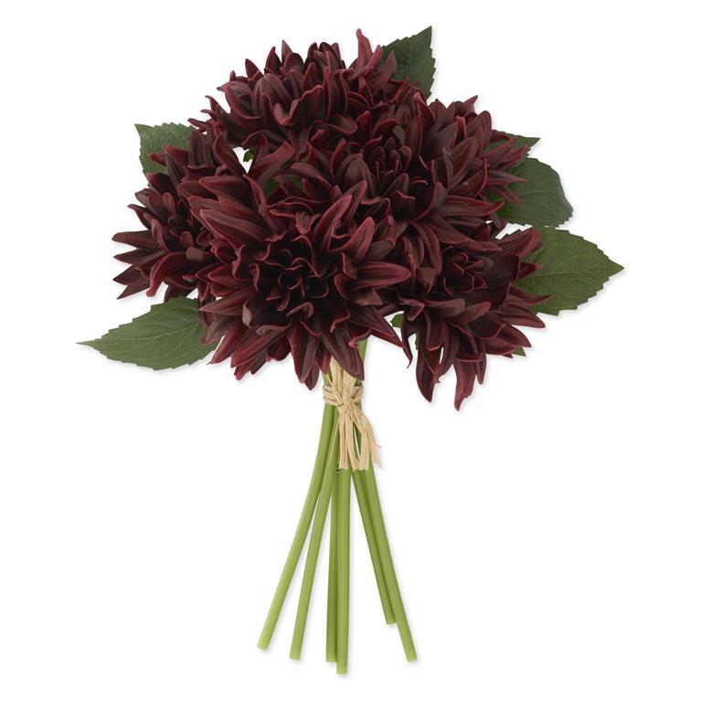 12 Inch Burgundy Real Touch Dahlia Bundle