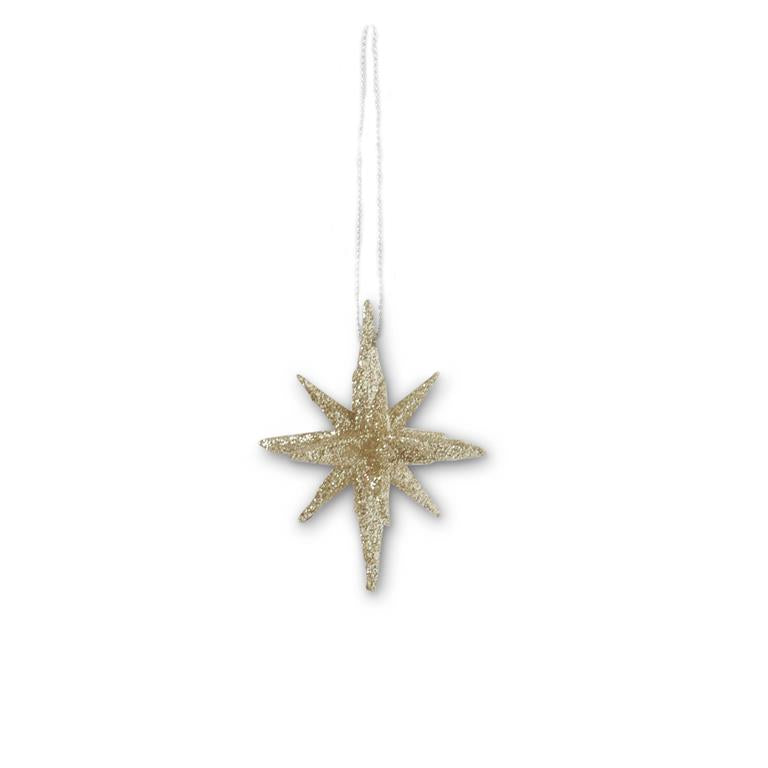 2.5 Inch 9 Point Gold Glitter Star Ornament