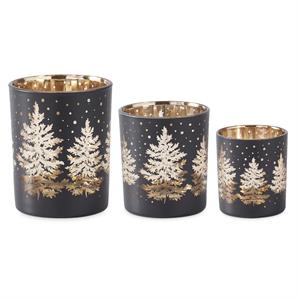Matte Black w/ Gold Tree Candle Holder