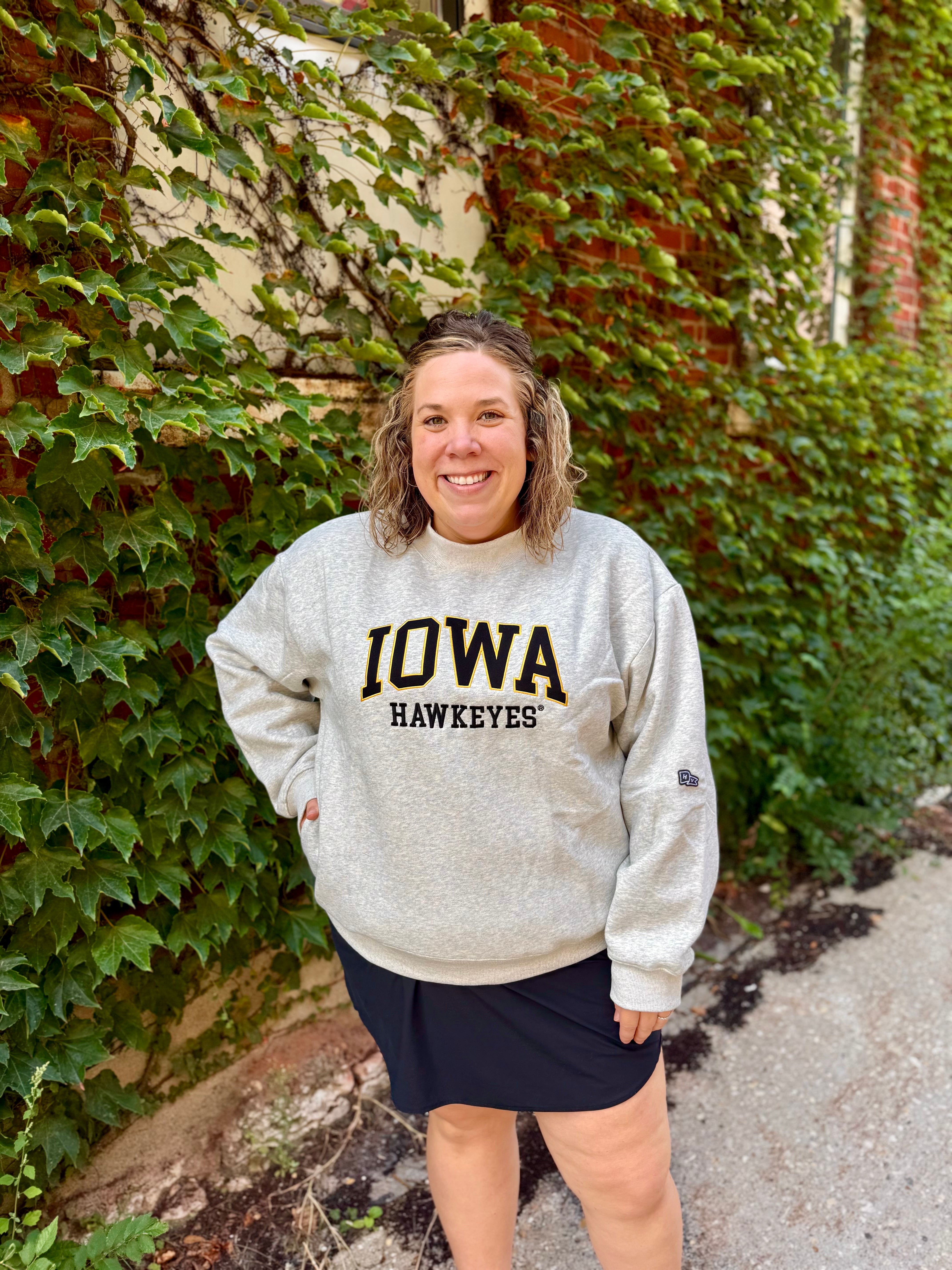 IOWA HAWKEYES MOCK NECK -Gray