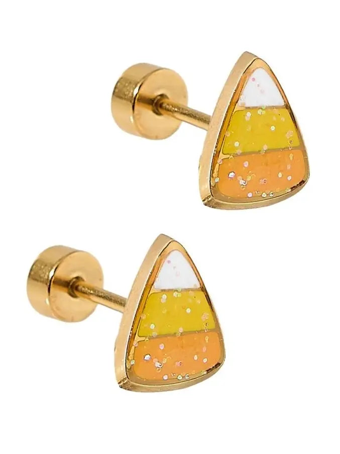 Candy Corn Screwback Stud Earrings
