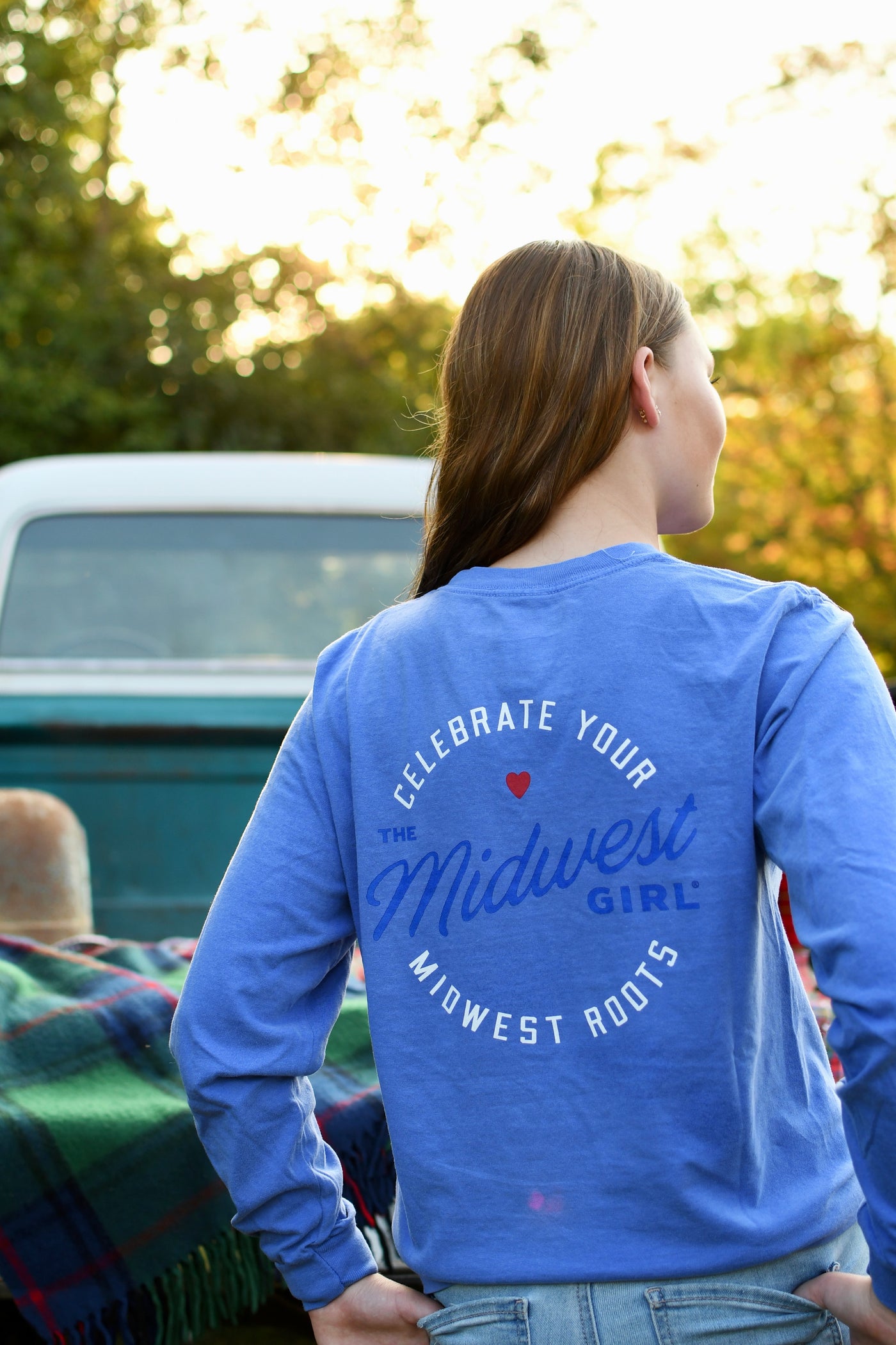 Celebrate Long Sleeve From The Midwest Girl- Flo Blue
