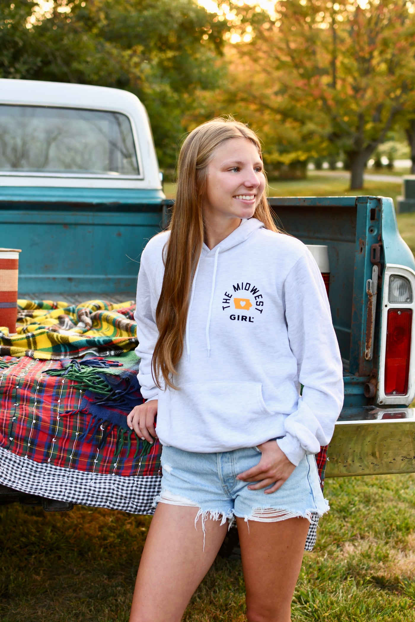 Iowa Hoodie From The Midwest Girl-Ash Gray