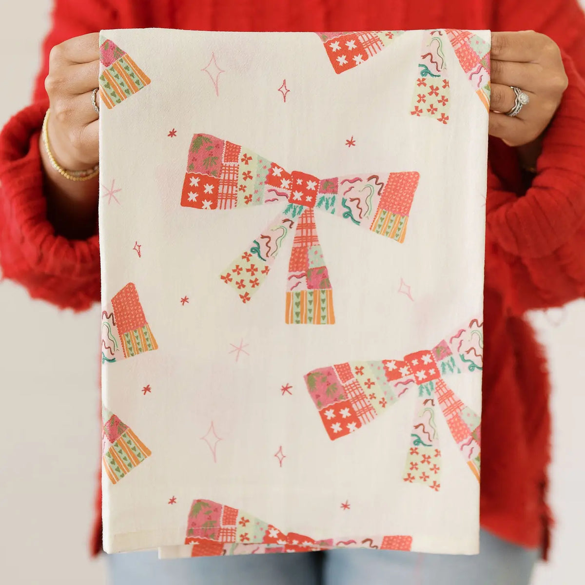 Patchwork Bows Full Pattern Flour Sack Towel
