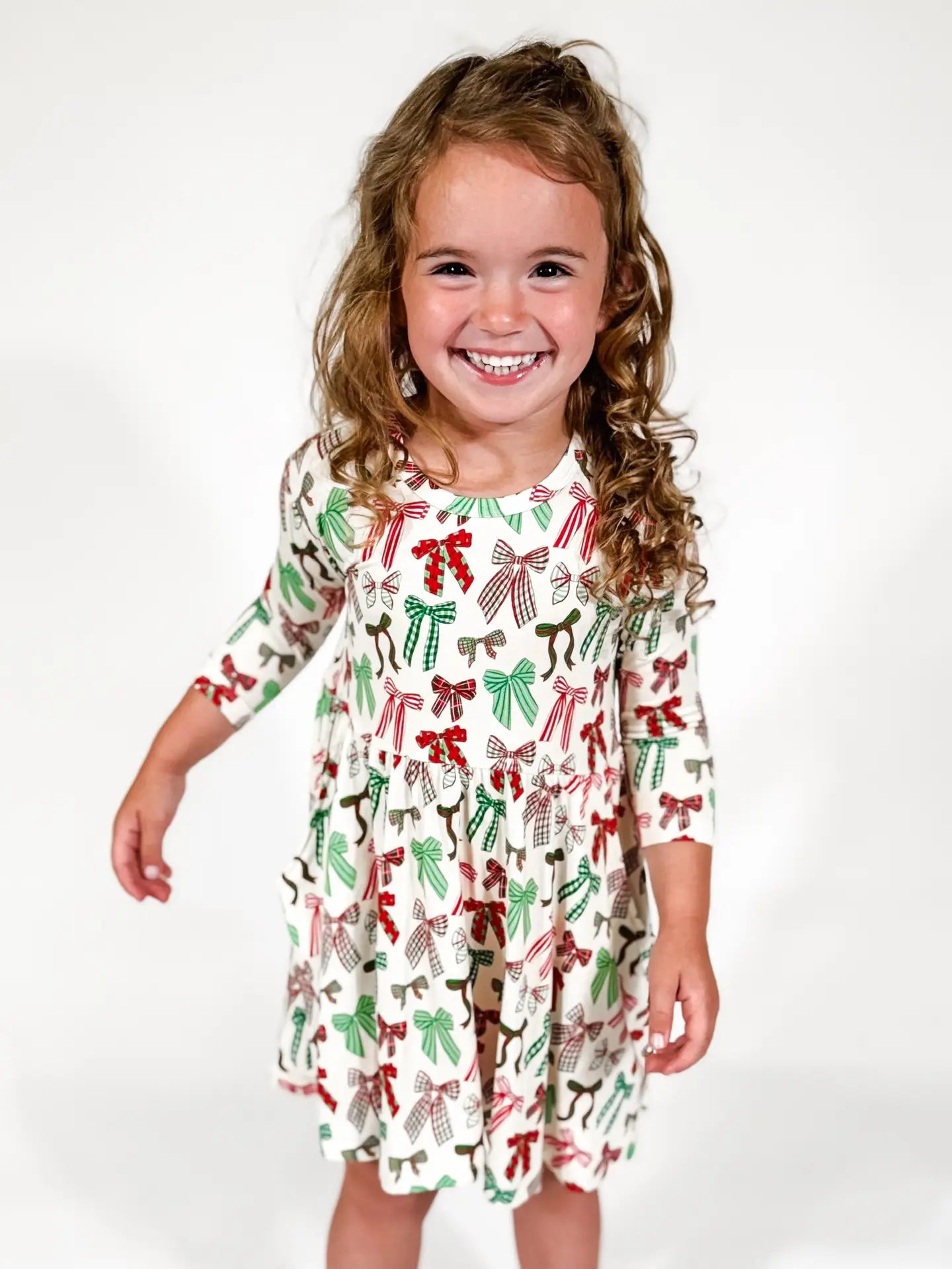 Holiday Bows Bamboo Pocket Dress