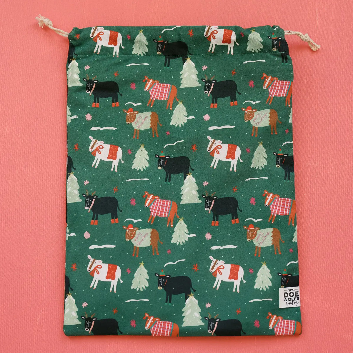 Christmas Cows Bread Bag