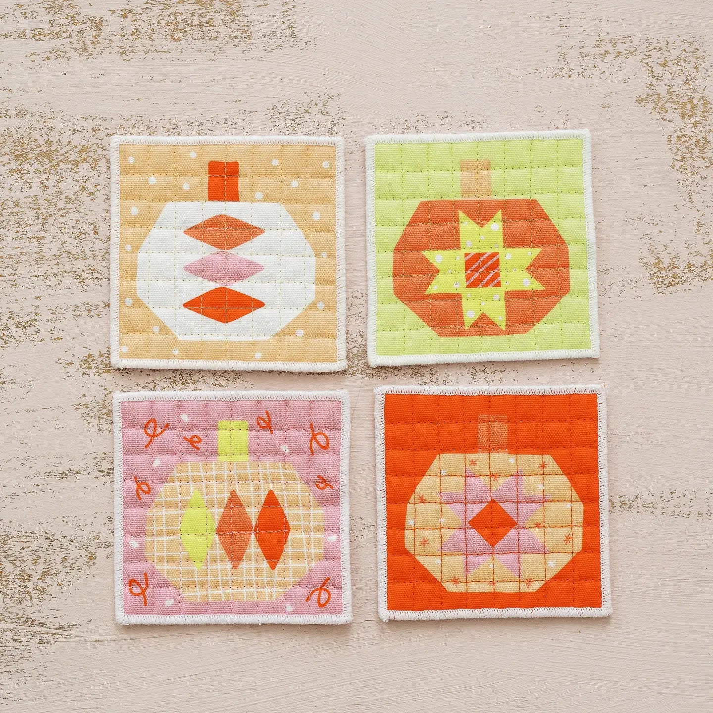 Quilted Pumpkin Coasters-Set of 4