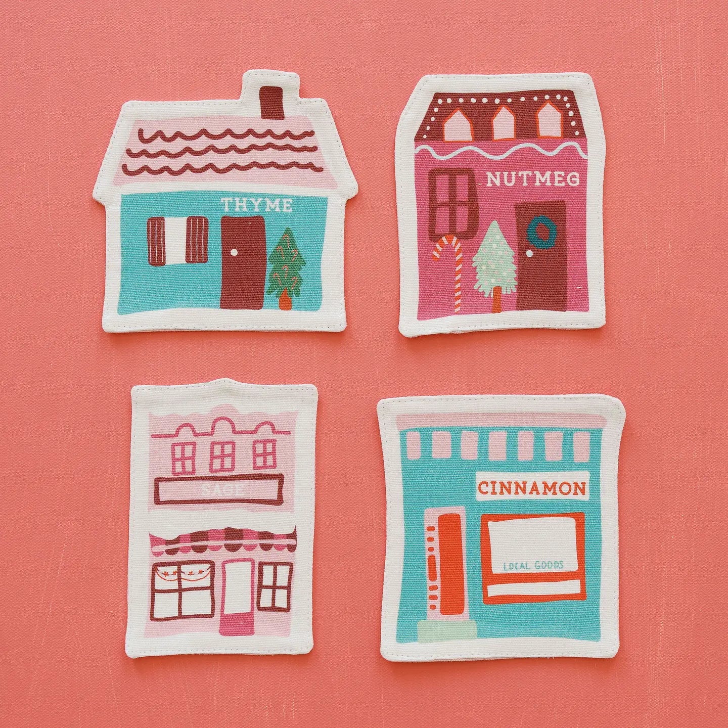 Christmas Village Coaster Set