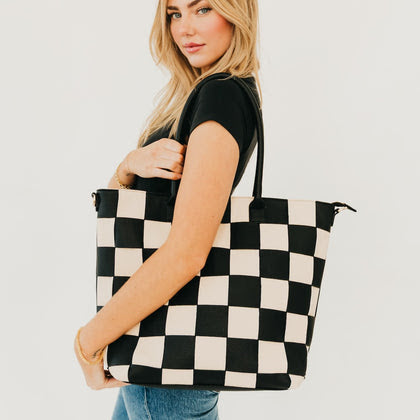 Courtney Checkered Tote