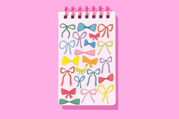 Spiral Top Notebook-Colorful Bows
