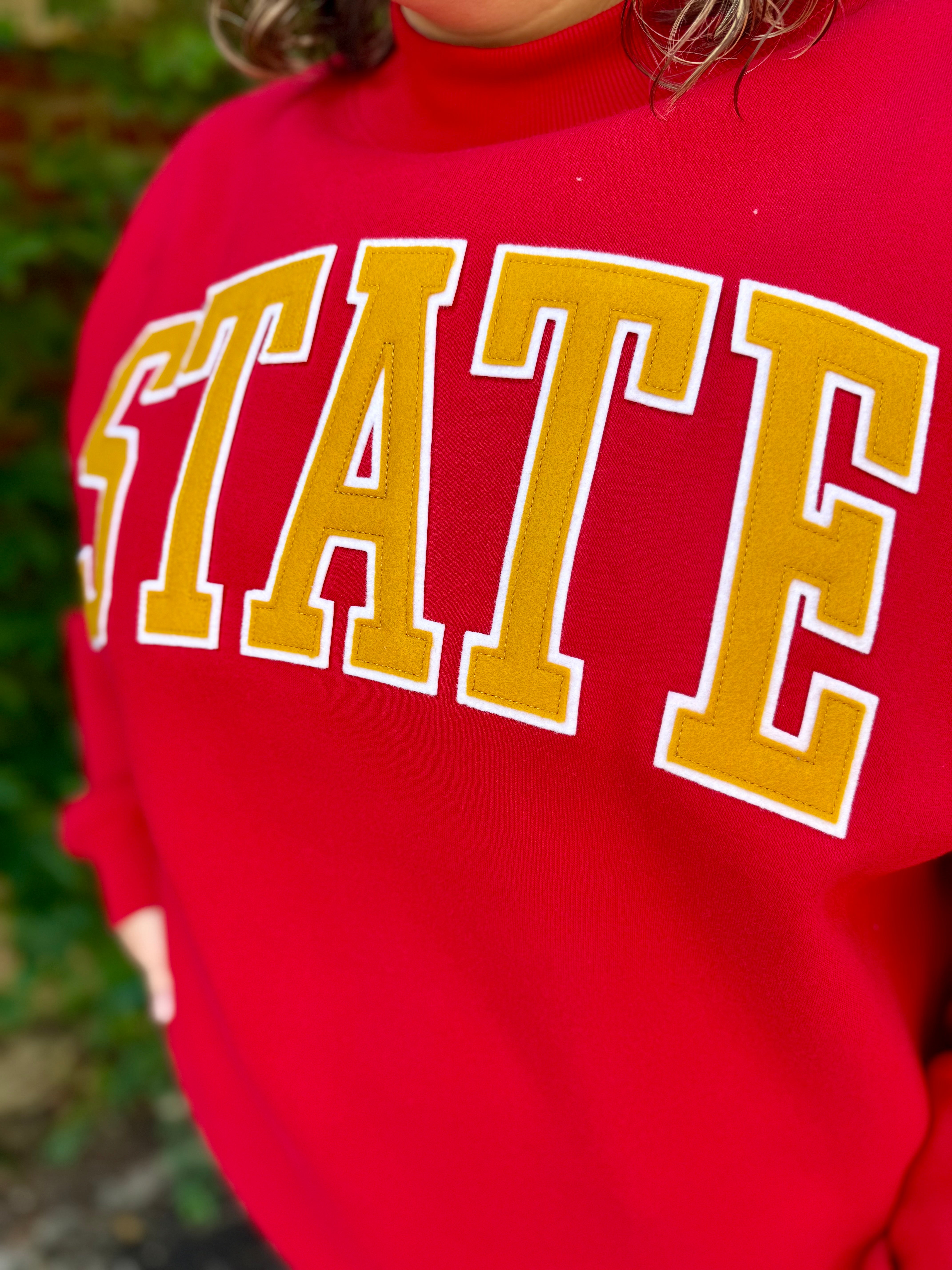 State Mock Neck-Cardinal Red