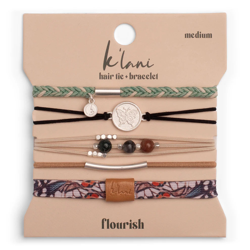 K'lani Hair Tie+ Bracelet- Flourish