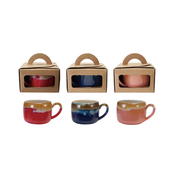 Stoneware Mugs- Red, Blue, Pink