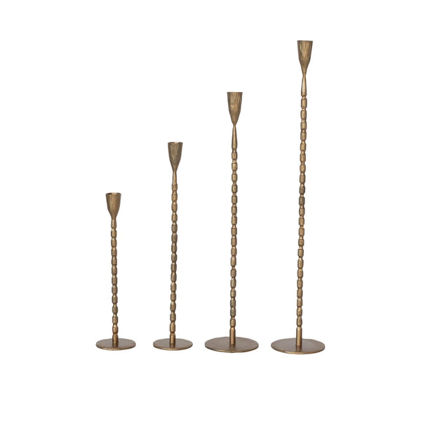Hand-Forged Cast Iron Taper Holders | Brass Finish