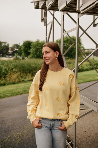 Iowa Ritter Repeat Crew- Pale Yellow