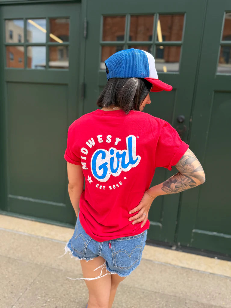 Midwest Girl Star Lake Tee-Red