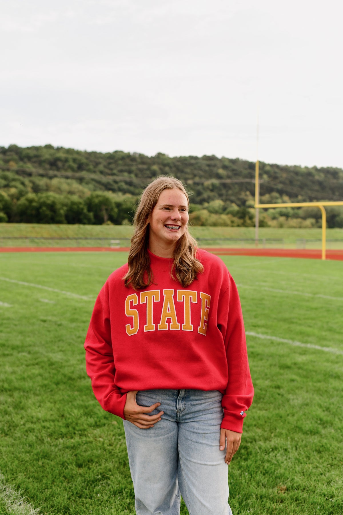 State Mock Neck-Cardinal Red