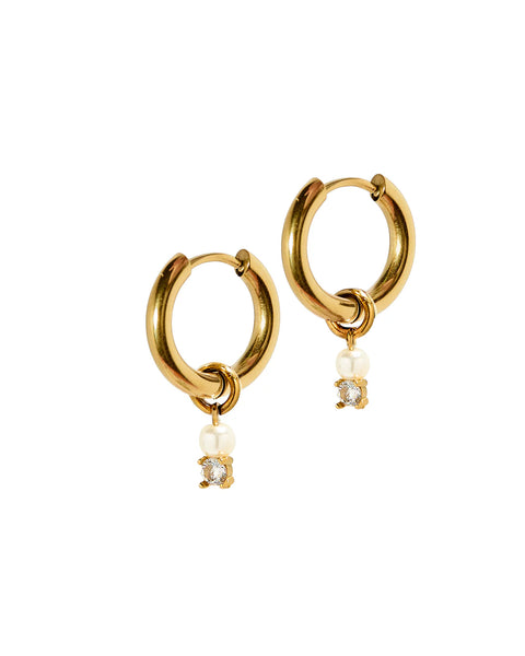 Huggie Charm Earrings- Jo Gold