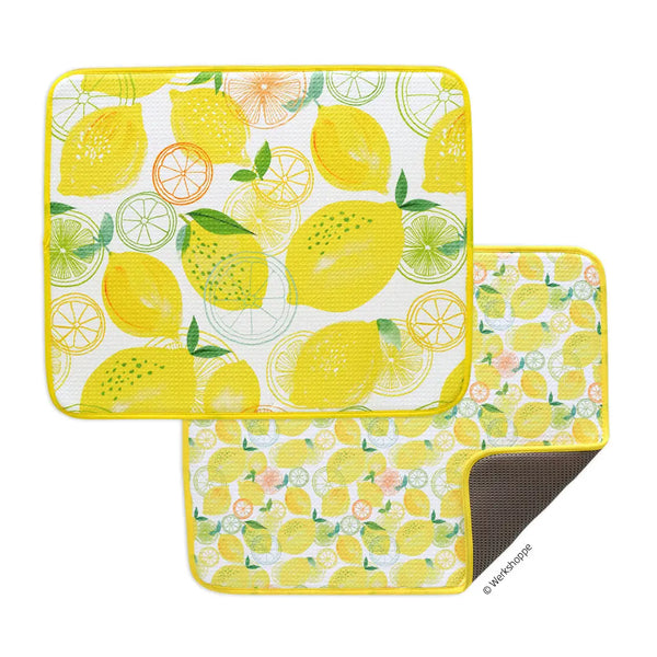 Lemon Plaid Drying Mats