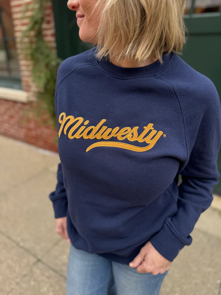 Midwesty Applique Crew in Navy
