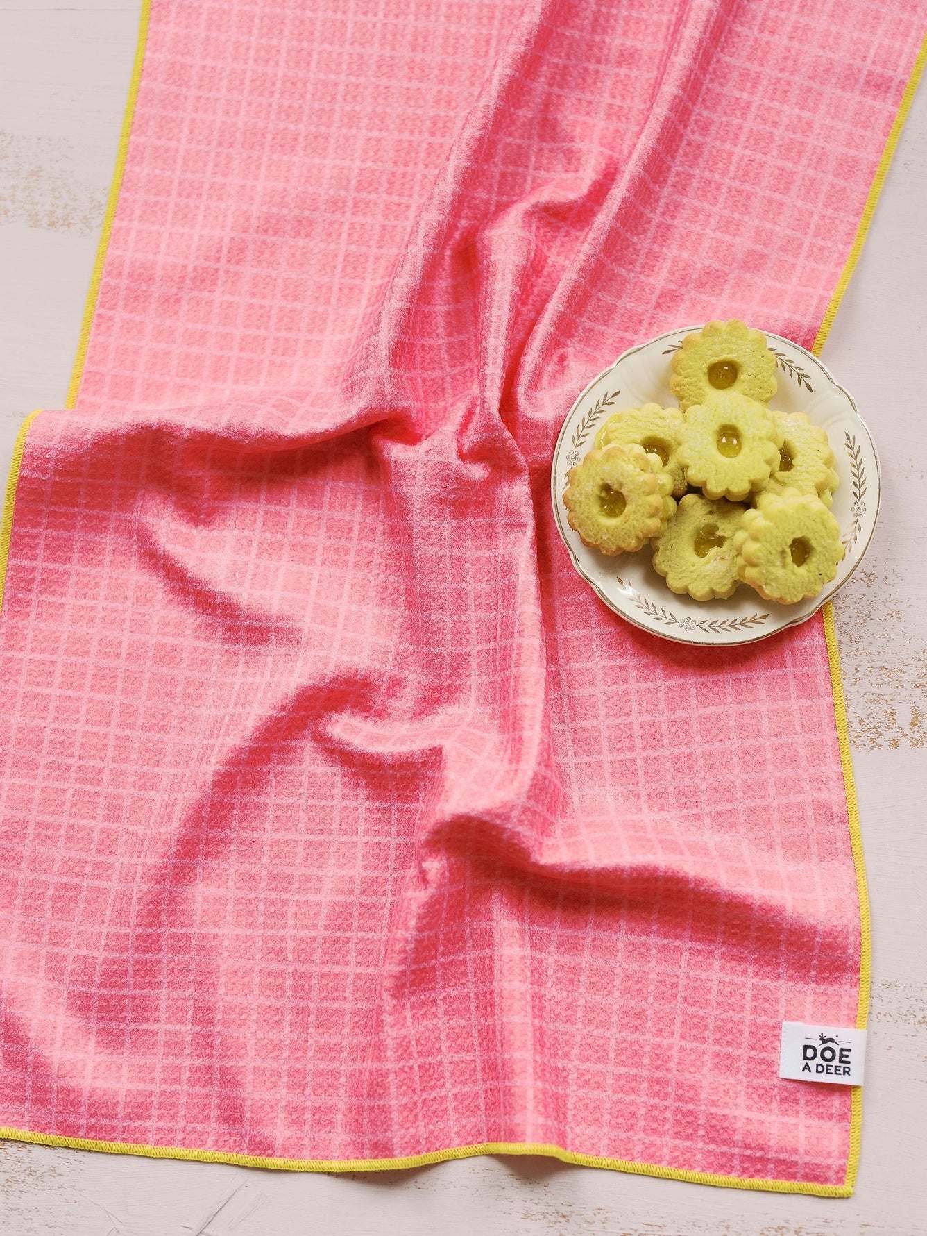 Pink Grid Waffle Towel