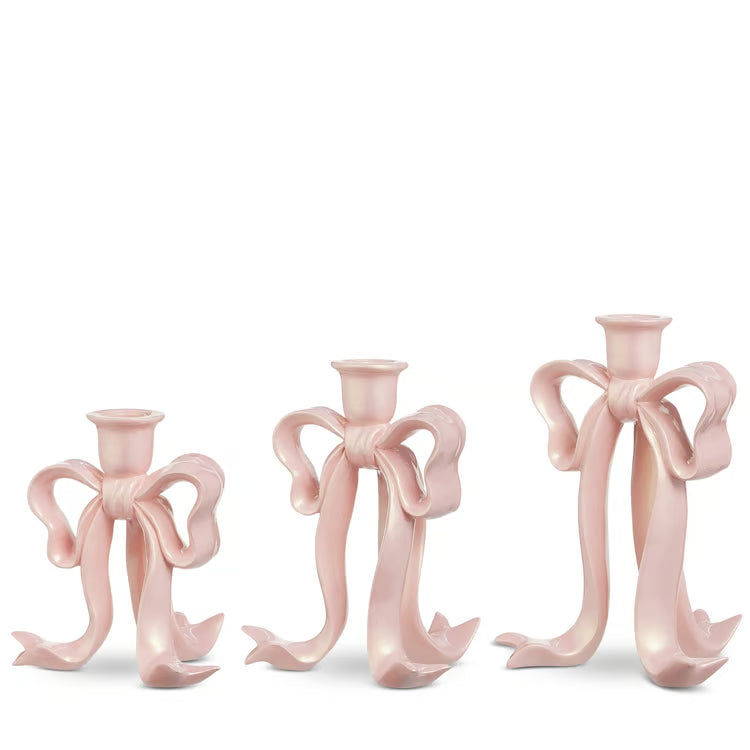 Pink Bow Candle Sticks