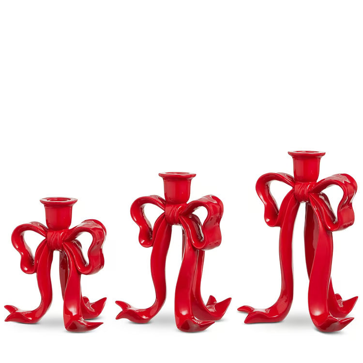 Red Bow Candle Sticks