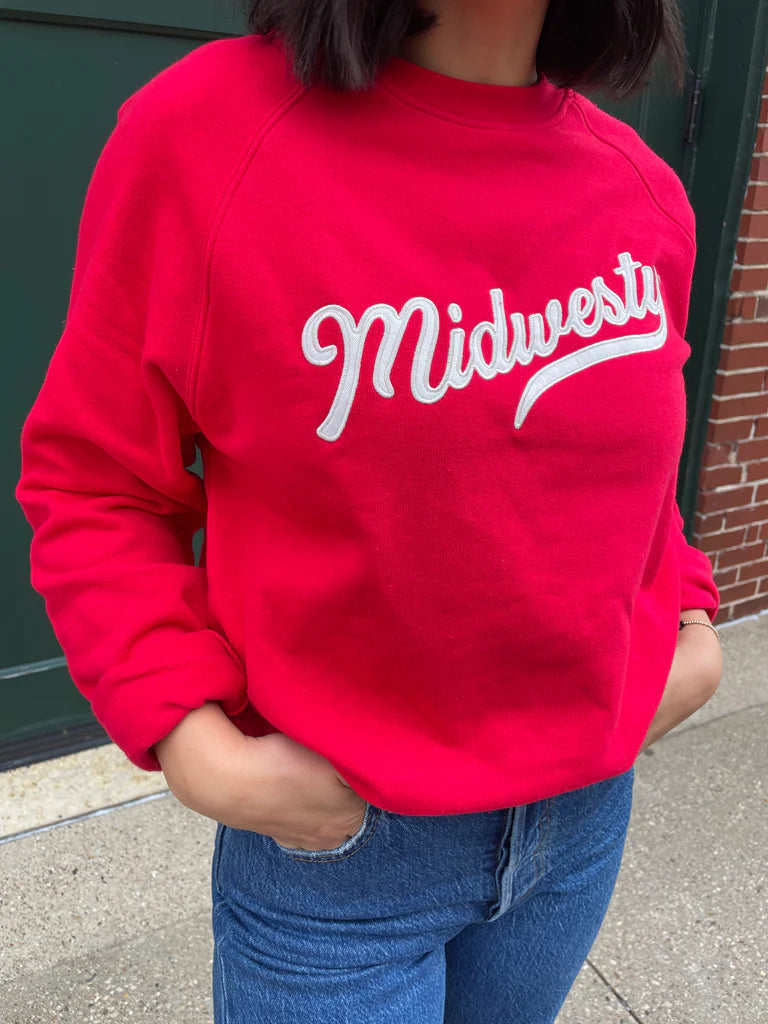 Midwesty Applique Crew in Red