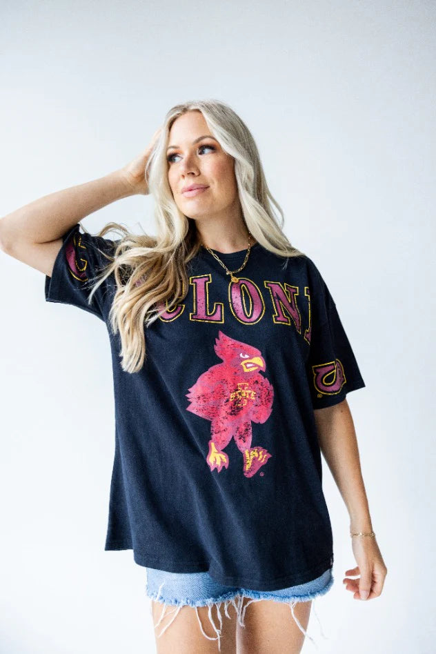 ISU Southern Split Oversized Tee-Black
