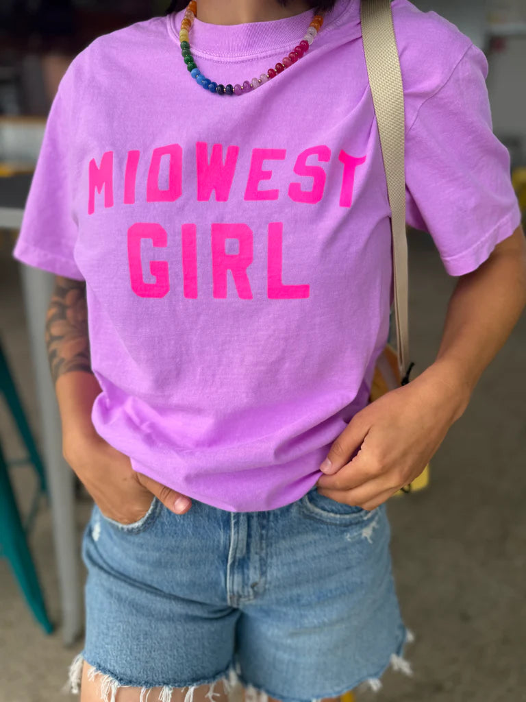 The Midwest Girl Tee-Neon Violet