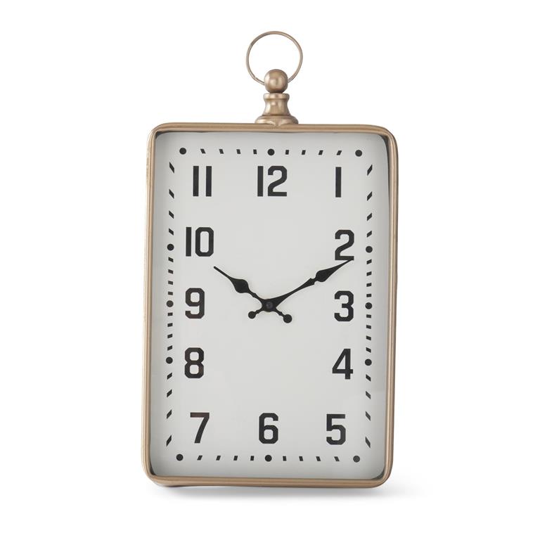 16" Antique Gold Rectangular Clock