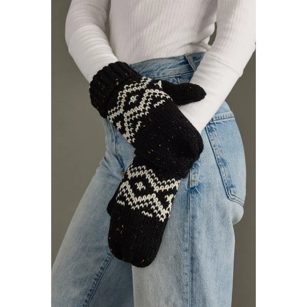 Black & Speckled Patterned Mittens