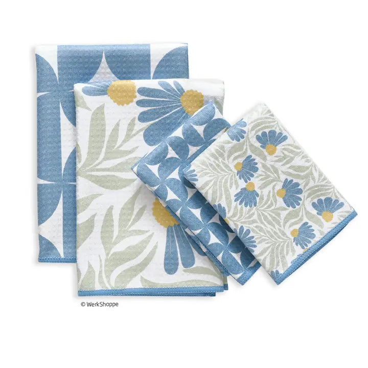 Blue Coneflower All Purpose Set of Microfiber Towels