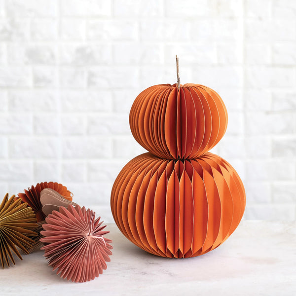 Recycled Paper Folding Honeycomb Pumpkins