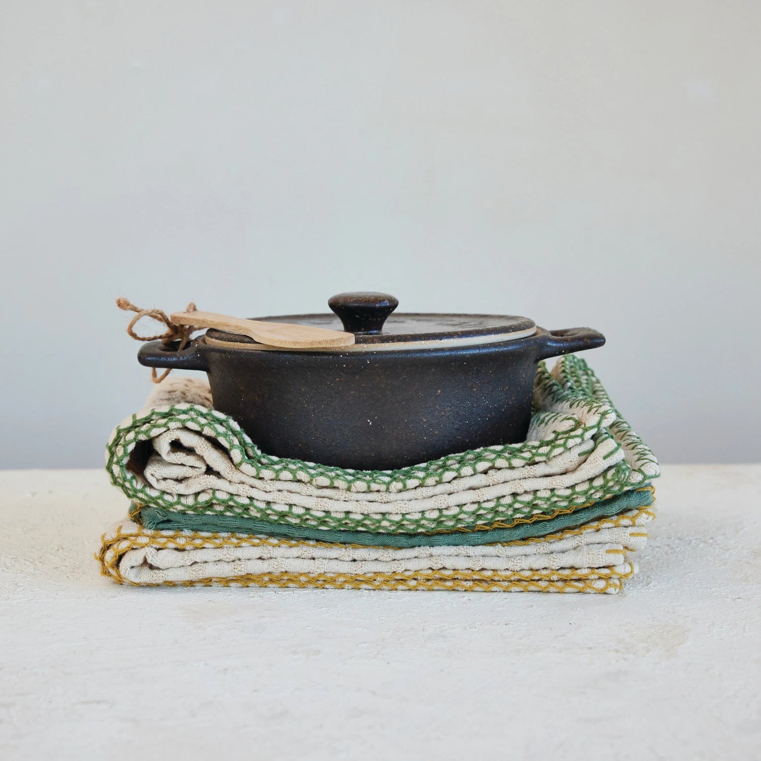 Stoneware Brie Baker-Dark Green