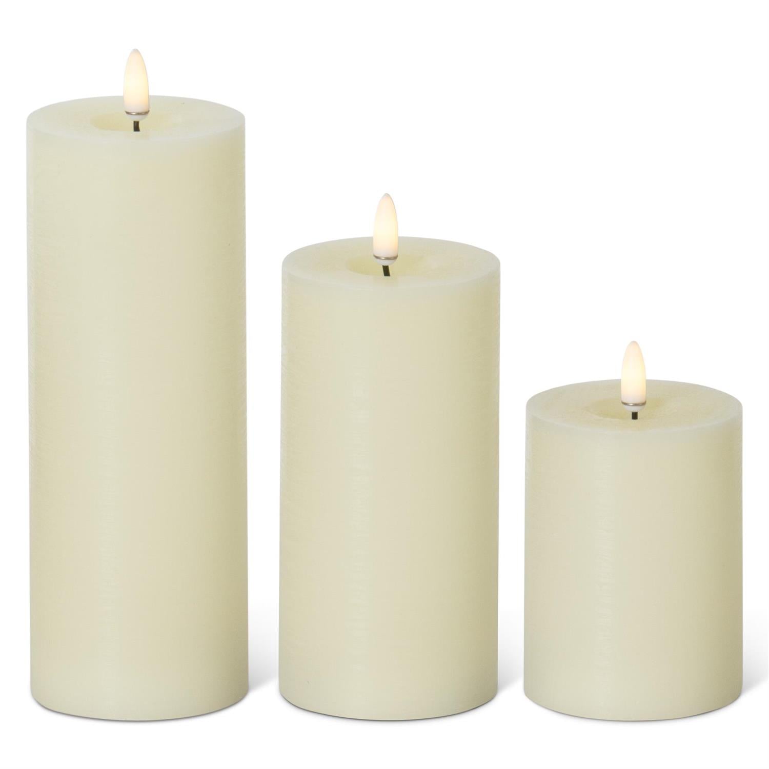 Cream ON/OFF Touch LED Pillar Candles w/Timers