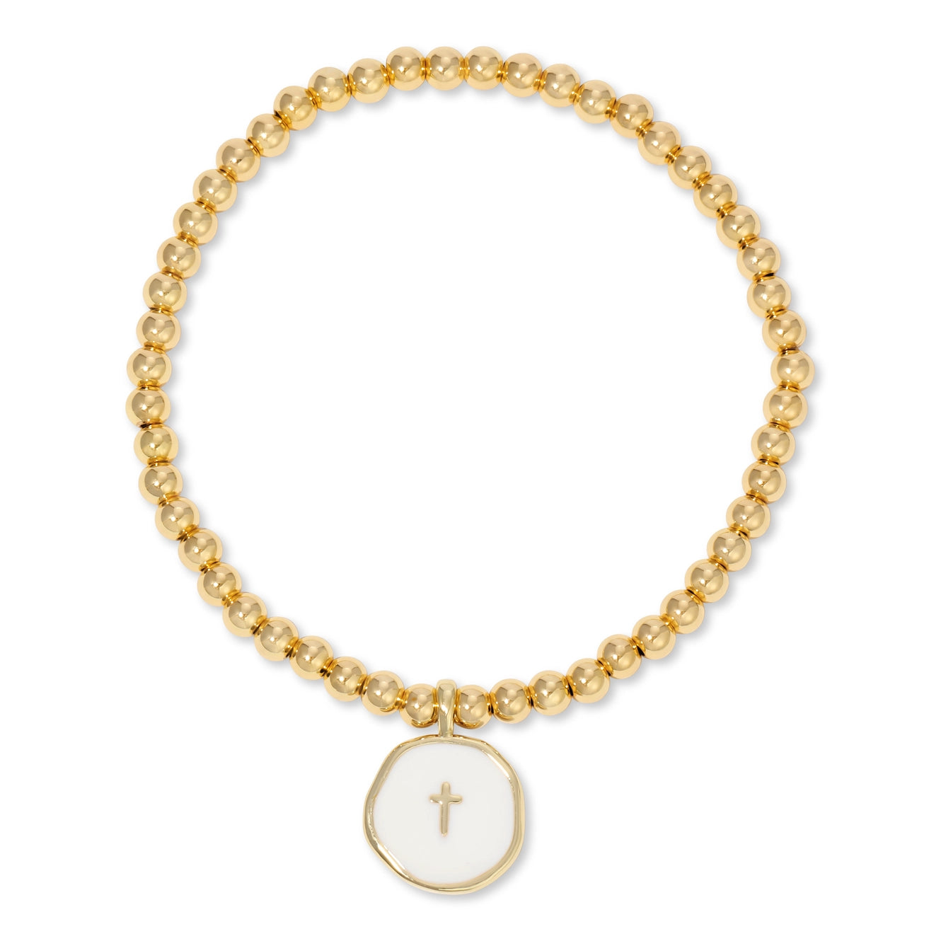 Classic Enamel Cross Beaded Stretch Bracelet