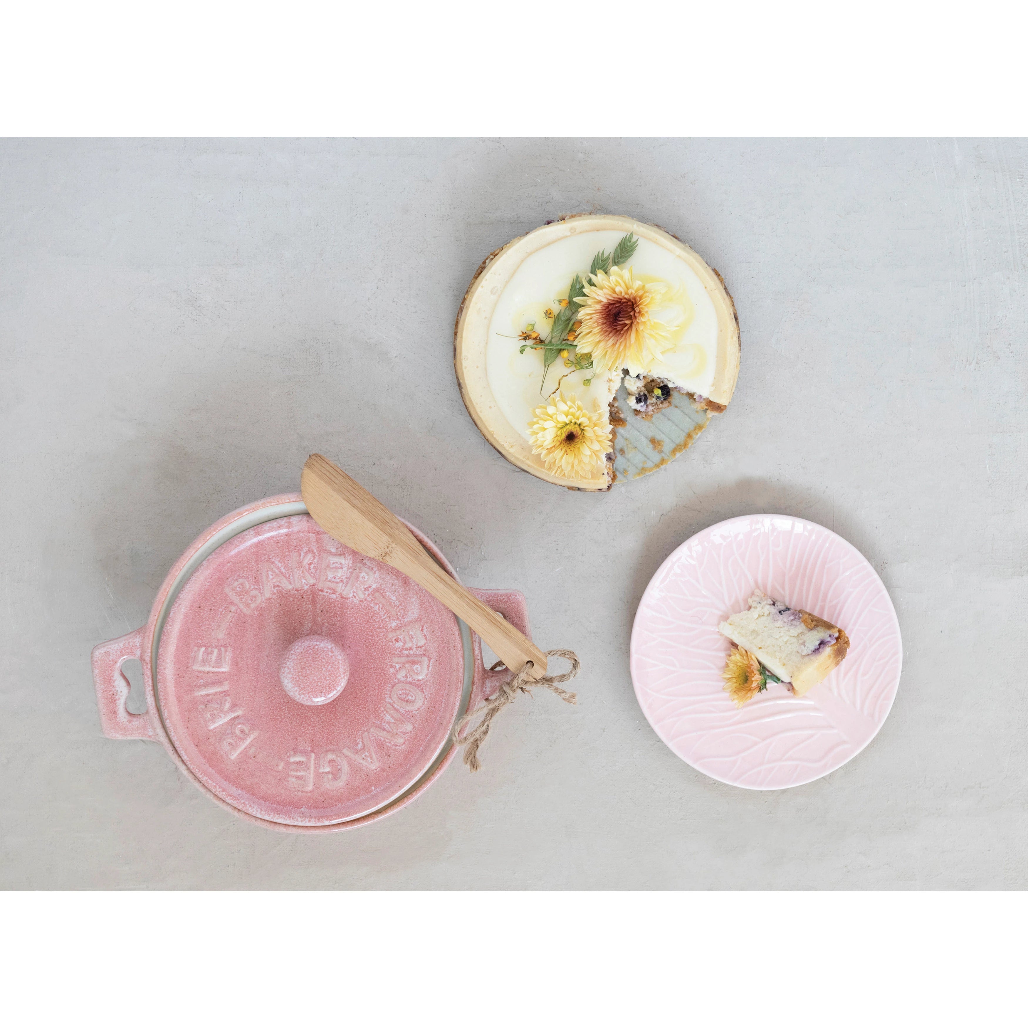 Stoneware Brie Baker- Pink