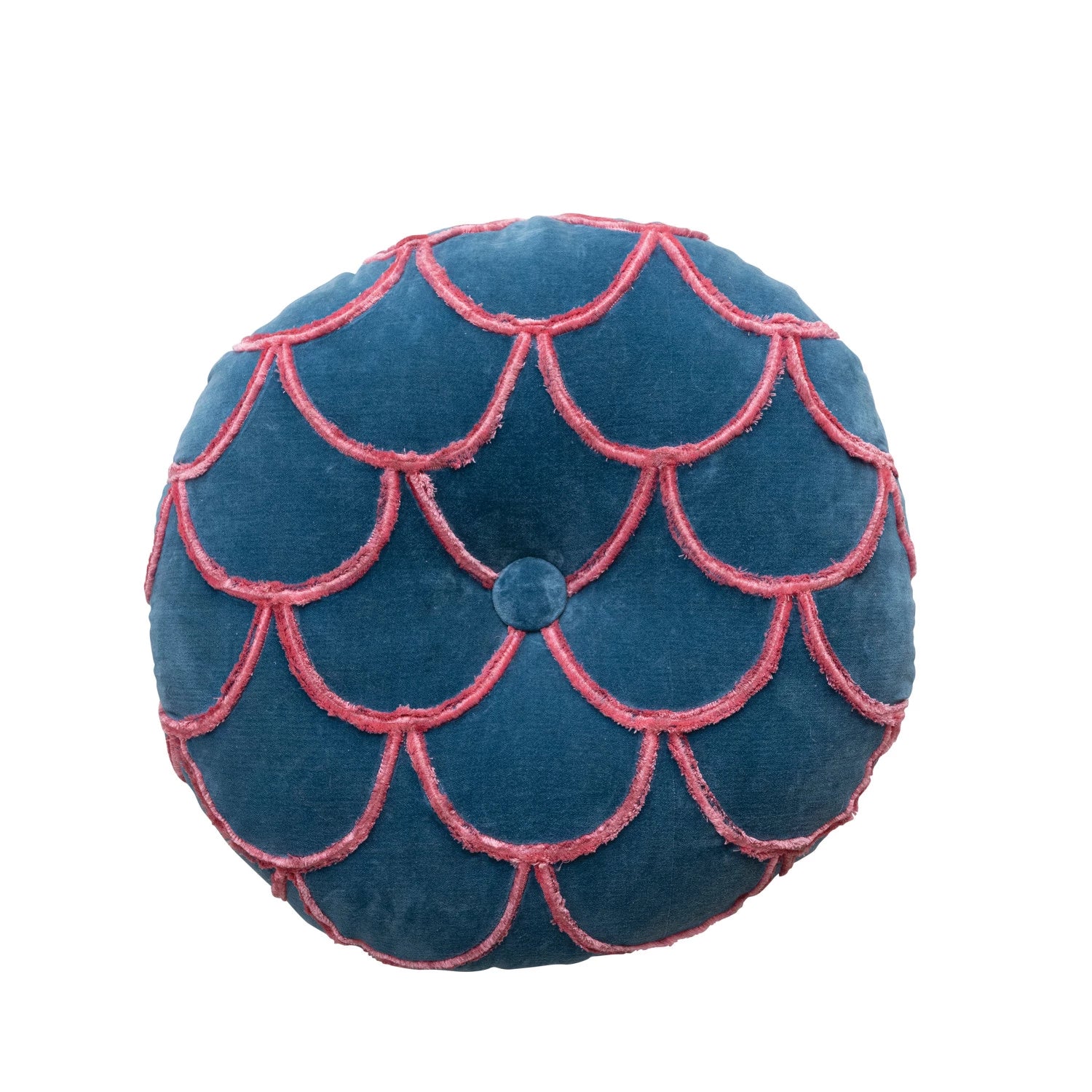 Round Scallop Pattern Pillow-Navy
