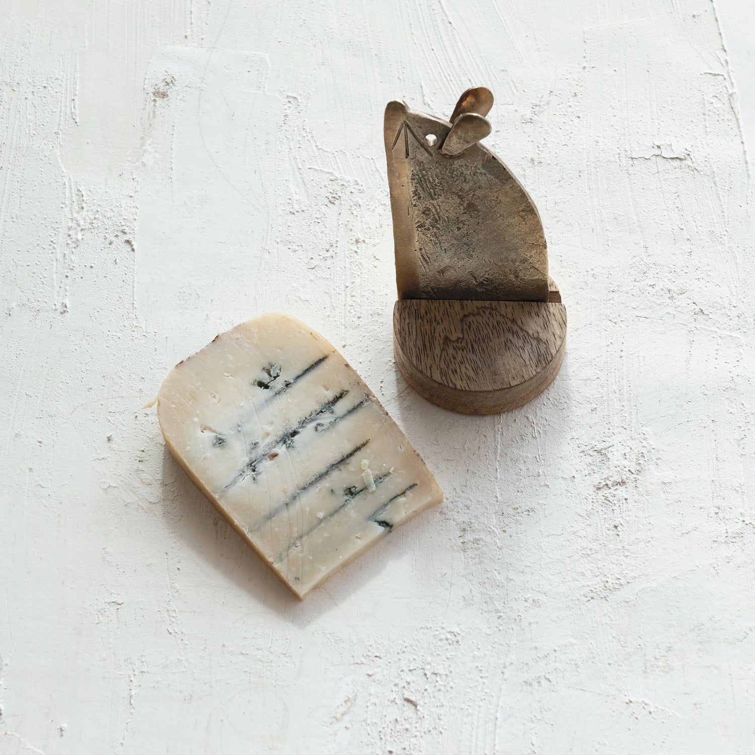 Hand-Forged Metal Mouse Shaped Cheese Knife & Stand