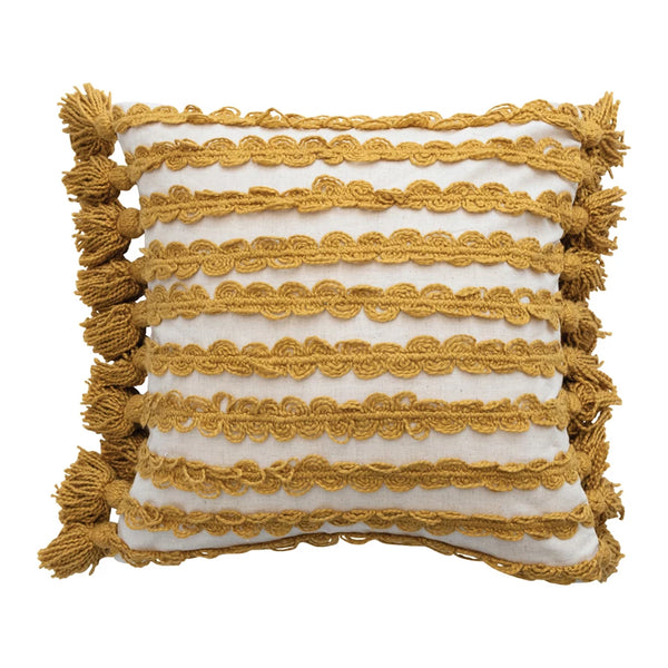 Mustard Ric Rac Stripes Pillow
