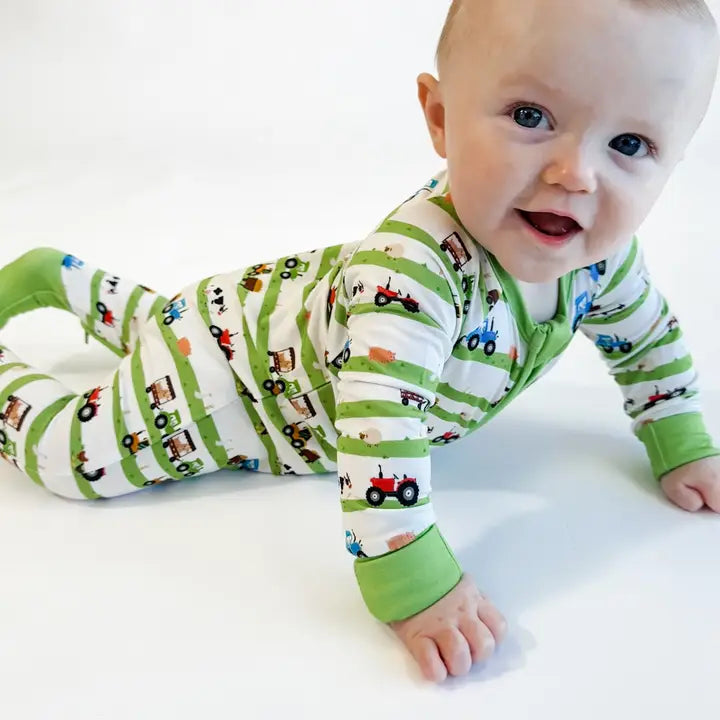 Farm Stripe Zip Pajamas