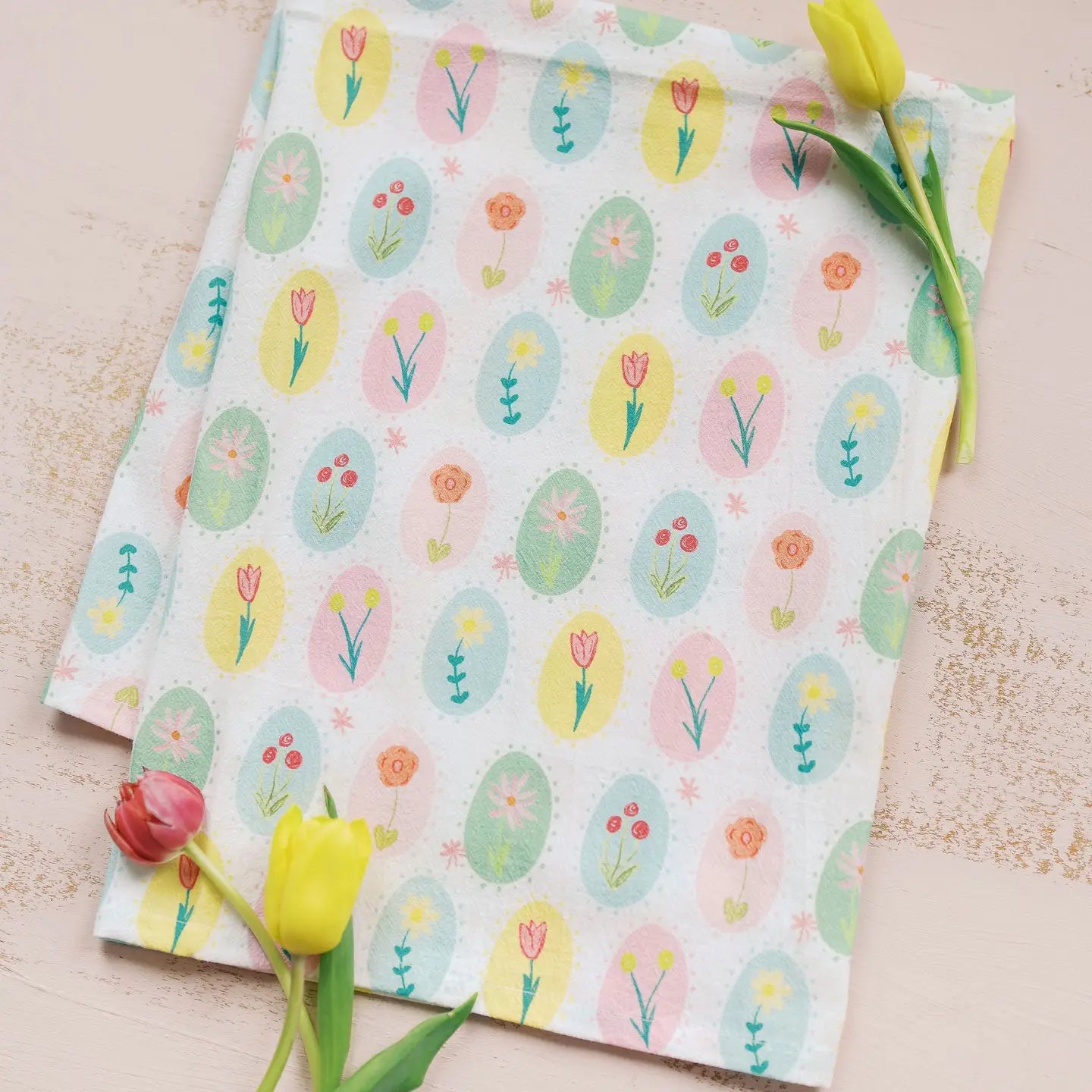 Framed Flowers Full Pattern Flour Sack Towel