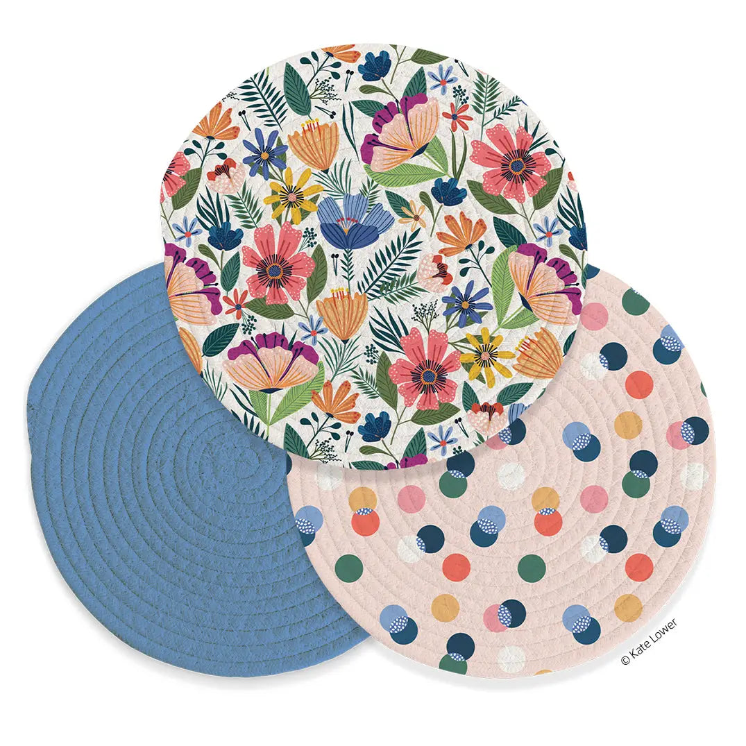 Field of Flowers Cotton Kitchen Trivet Set