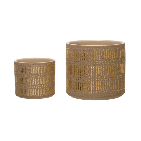 Stoneware Planters with Pattern 2 sizes